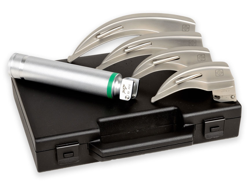 GIMA GREEN F.O.LED LARINGOSKOPA PIEAUGUŠO KOMPLEKTS AR 4 ASME