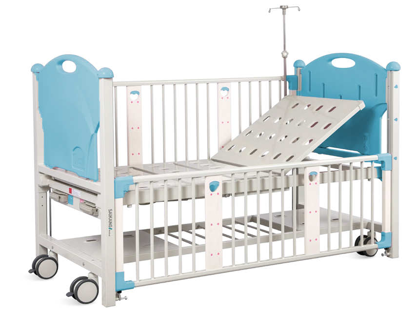 CHILDREN BED - 2 CRANKS - LIGHT BLUE
