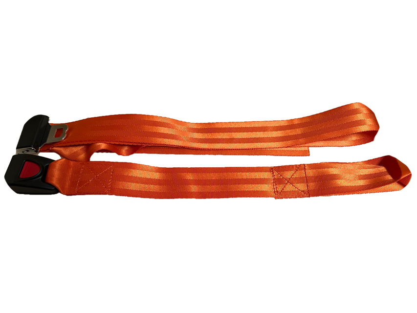 SAFETY BELT 2 PIECES - POLYESTER ORANGE - METAL BUCKLE AVAILABLE MARCH 2025