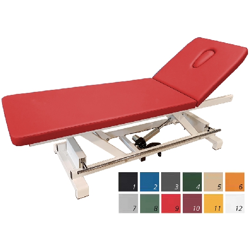 ELECTRIC HEIGHT ADJUSTABLE TREATMENT TABLE WITH FOOTBAR - COLOUR ON REQUEST