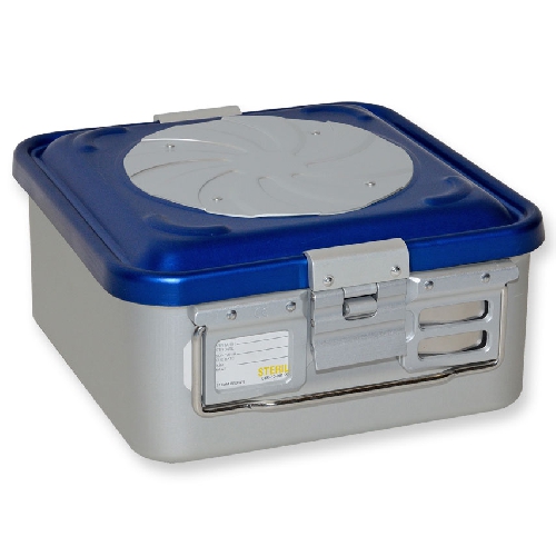 KONTEINERS AR VĀRSTU – MAZS, H 135 MM – ZILS – PERFORĒTS