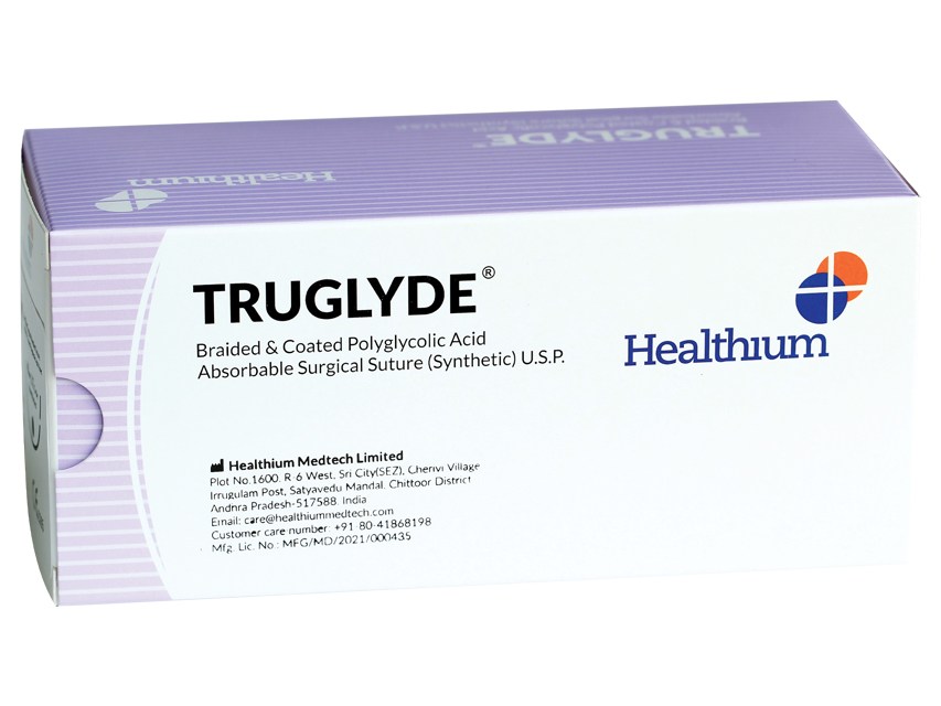Ķirurģiskais diegs TruGlyde, absorbējams, 1 aplis, 1/2 adata 40mm-90cm, violets, N12