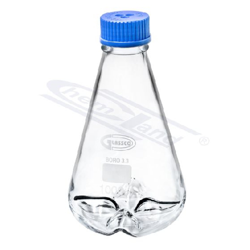 Koniskā stikla kolba 250 ml ar iedaļām, ar skrūvējamu plastmasas vāciņu