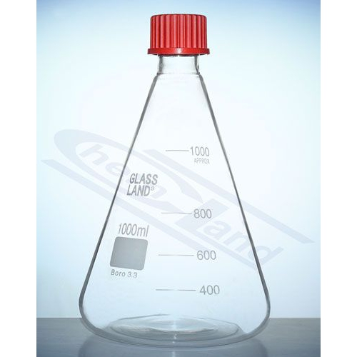 Erlenmejera kolba, stikla, 250 ml. ar plastmasas korķi