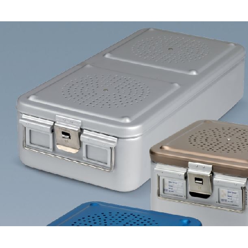 Alumīnija konteineris, pelēks vāks, ar 2 filtriem 30x27x11