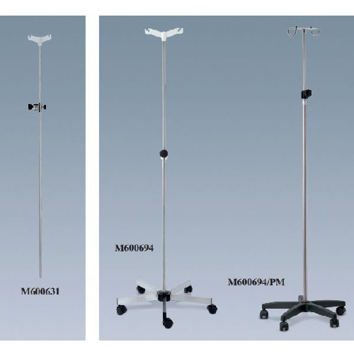 Infūzijas statīvs ar 4 āķiem -plastmasas pamatne, ar ritentiņiem