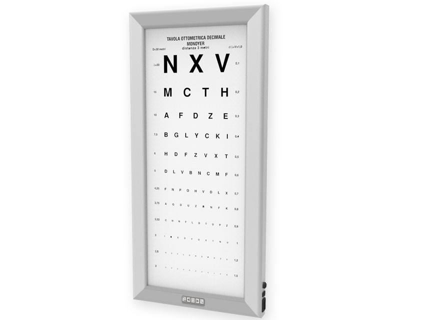 Redzes pārbaudes tabula ar LED apgaismojumu Monoyer, 3m