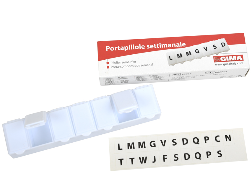 Iknedēļas tablešu kārba, balta