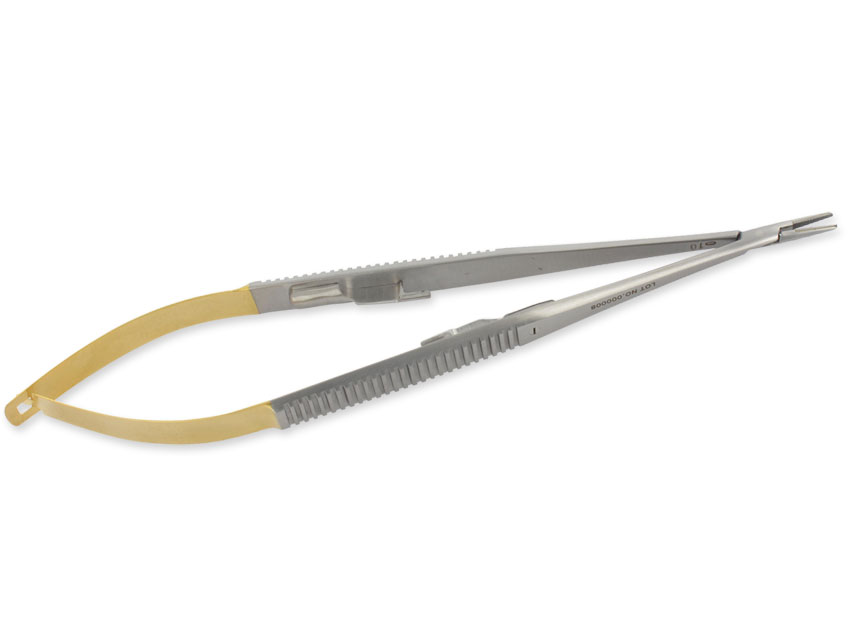Castroviejo adatu turētājs, apzeltīts -taisns - 21 cm -raupja tipa