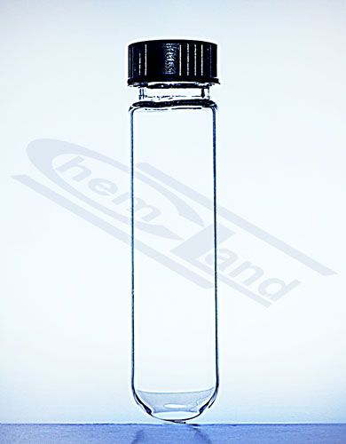 mēģene ar apaļu dibenu, skrūvējamu vāciņu un blīvējumu15*100