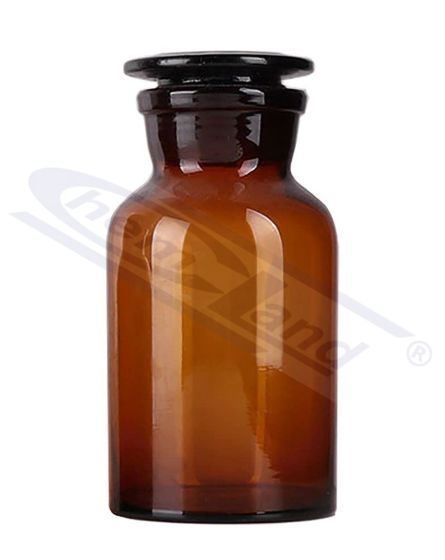 pudele ar aizbāzni dzintara krāsā ar platu kakliņu 01000 neitrāls stikls