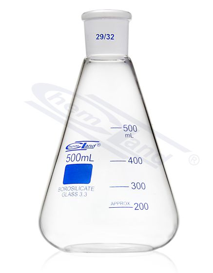 konusveida kolba NS .29/32 vāciņš. 00500ml CHEMLAND NEW LINE