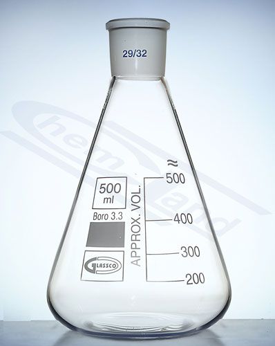 kolba ar konisku šauru kaklu NS. 10/19 tilpums 00025ml GLASSCO