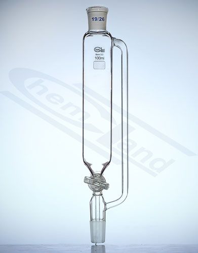 Spiediena izlīdzināšanas piltuve ar aizbīdni stikls500ml NS29/32