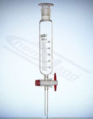 piltuve ar cilindrisku uzmavu 19/26 aizbīdnis ar teflona.0025ml ar graduāciju