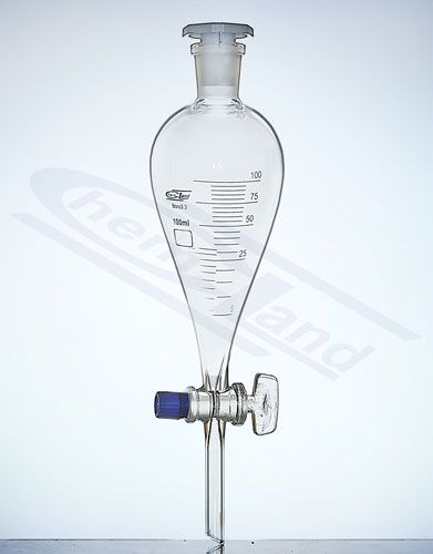 Atdalīšanas piltuve pēc Squibb parauga ar PP aizbāžņa ligzdu 29/32 ar gradāciju 1000 ml stikla aizbāzni.