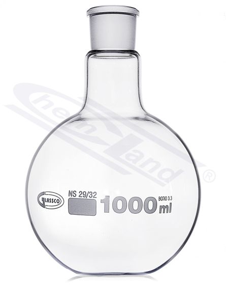 pudele ar plakanu dibenu ISO 00100ml NS 29/32 GLASSCO