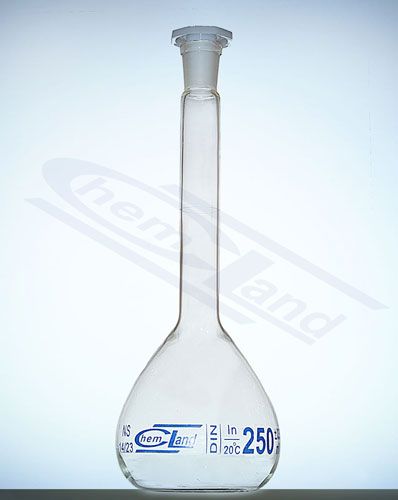 mērkolba cl.B 0250ml 14/23 CHEMLAND - zila graduācija